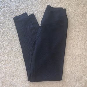 Black Aerie Striped Metallic Criss Cross 7/8 Hi-Rise Basic Leggings